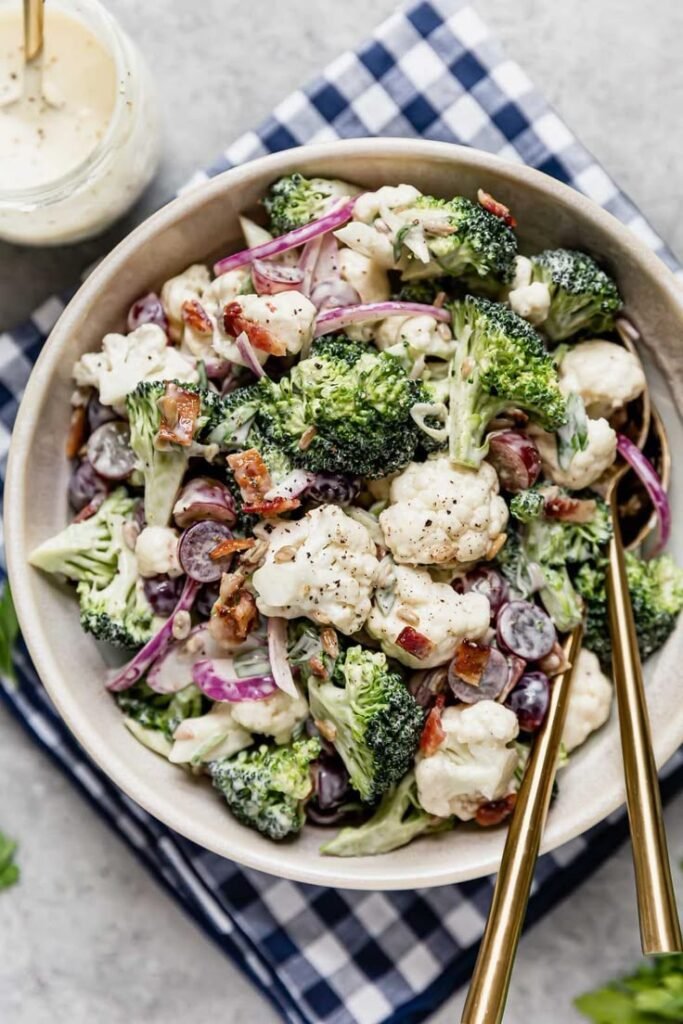 Easy and Delicious Creamy Broccoli Cauliflower Corn Salad