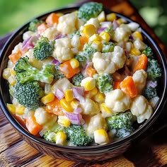 Easy and Delicious Creamy Broccoli Cauliflower Corn Salad