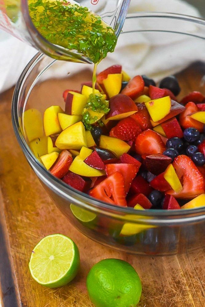 Fresh Fruit Salad with Ice Cream