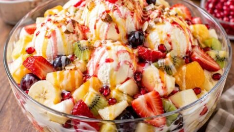 Fresh Fruit Salad with Ice Cream
