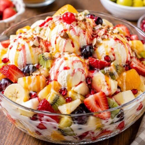Fresh Fruit Salad with Ice Cream