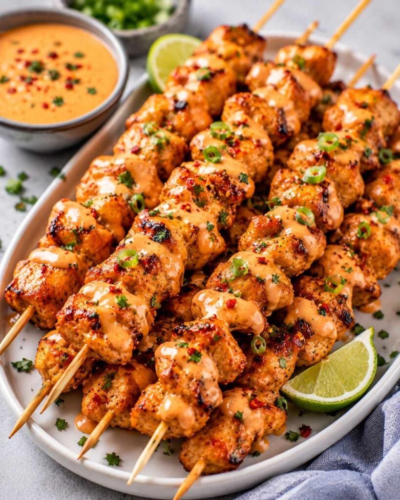 Juicy Bang Bang Chicken Skewers
