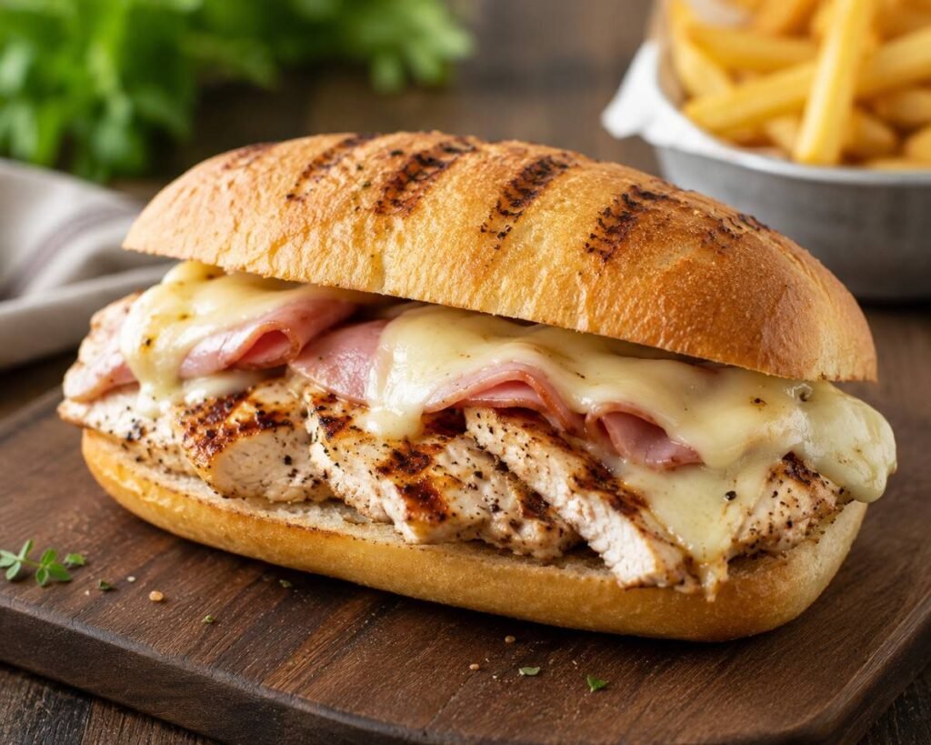 Juicy Grilled Chicken Cordon Bleu Sandwich
