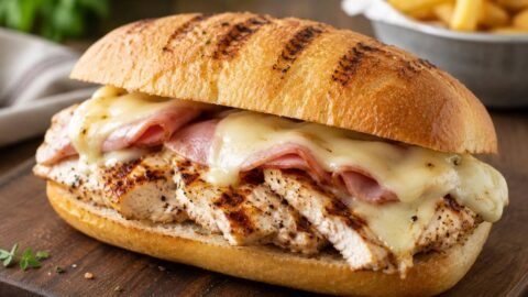 Juicy Grilled Chicken Cordon Bleu Sandwich