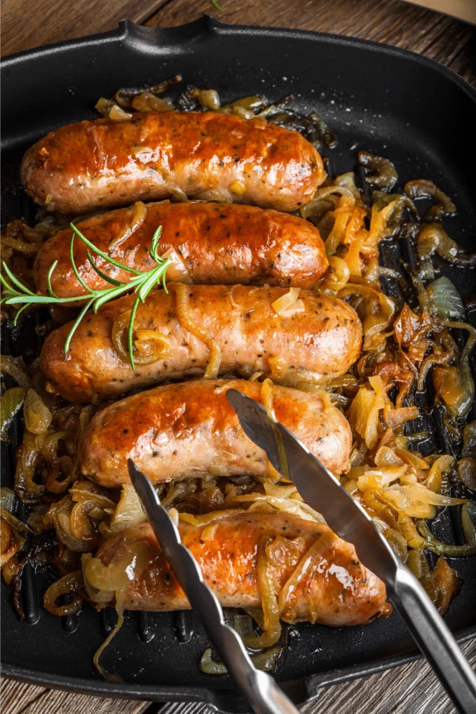 Spiced Sausages and Crispy Onions