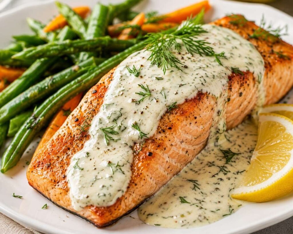 Tender Salmon with Creamy Dill Sauce