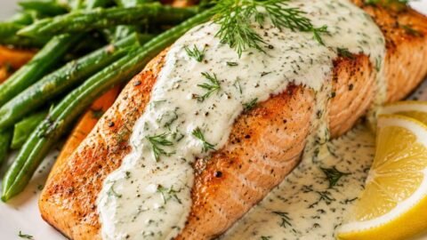 Tender Salmon with Creamy Dill Sauce