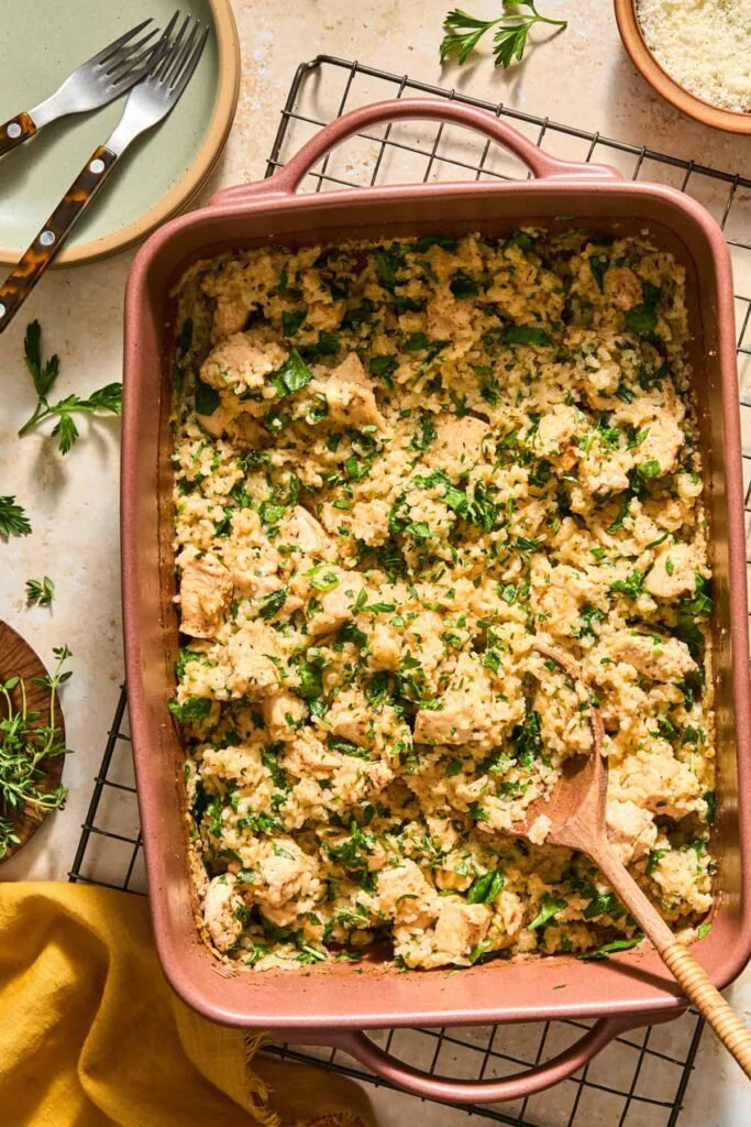 Butter Herb Chicken and Rice Bake