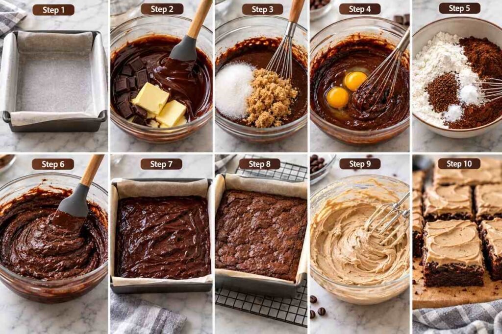 Frosted Coffee Brownies – Fudgy and Rich