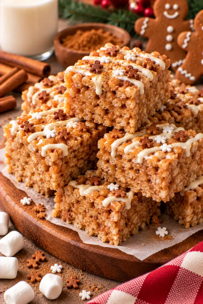 Gingerbread Rice Krispie Treats – Chewy and Festive