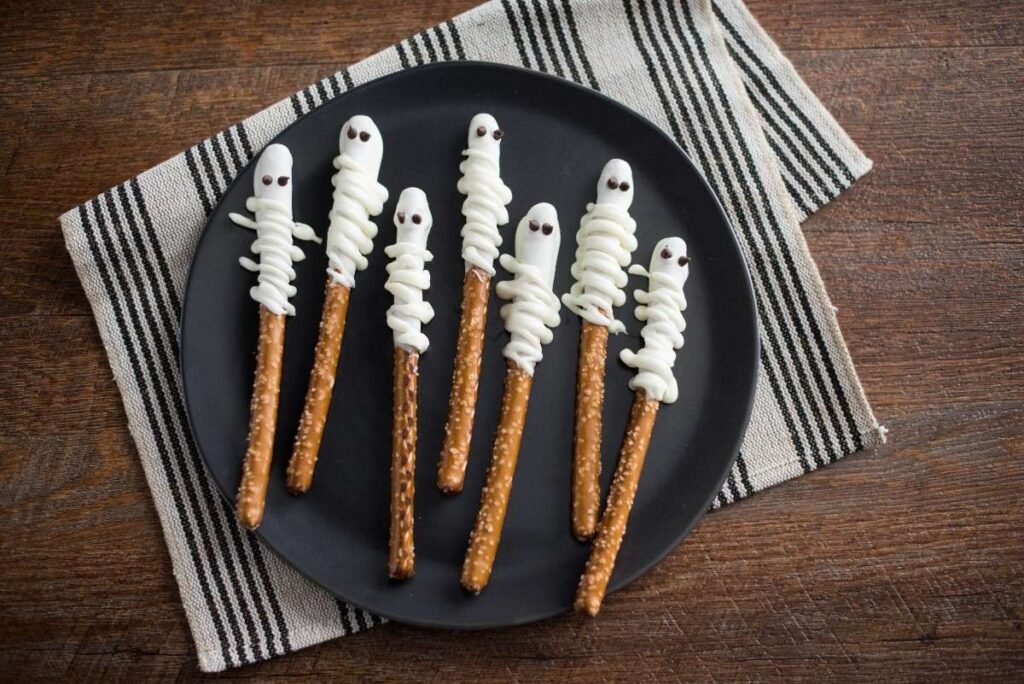 Mummy Pretzel Rods