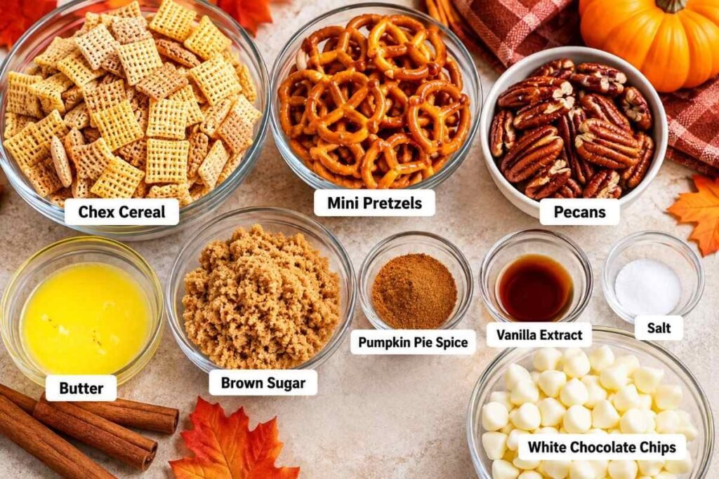 5-Minute Pumpkin Spice Chex Mix Ingredients-130kb