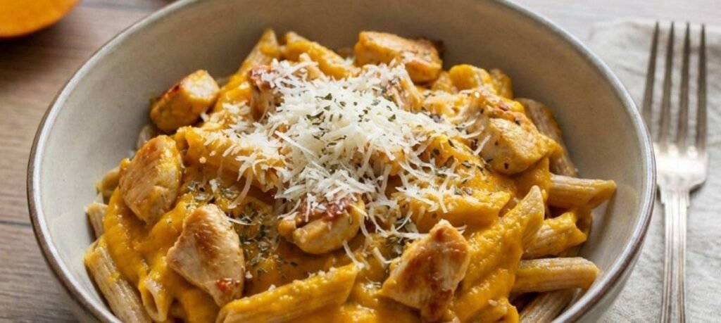 6. Creamy Pumpkin Chicken Pasta-100kb
