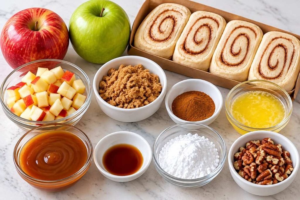 Air Fryer Caramel Apple Cinnamon Rolls Ingredients-120kb