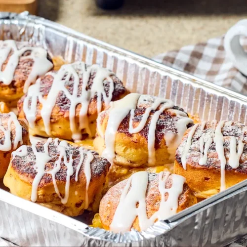 Air Fryer Cinnamon Roll Peach Cobbler