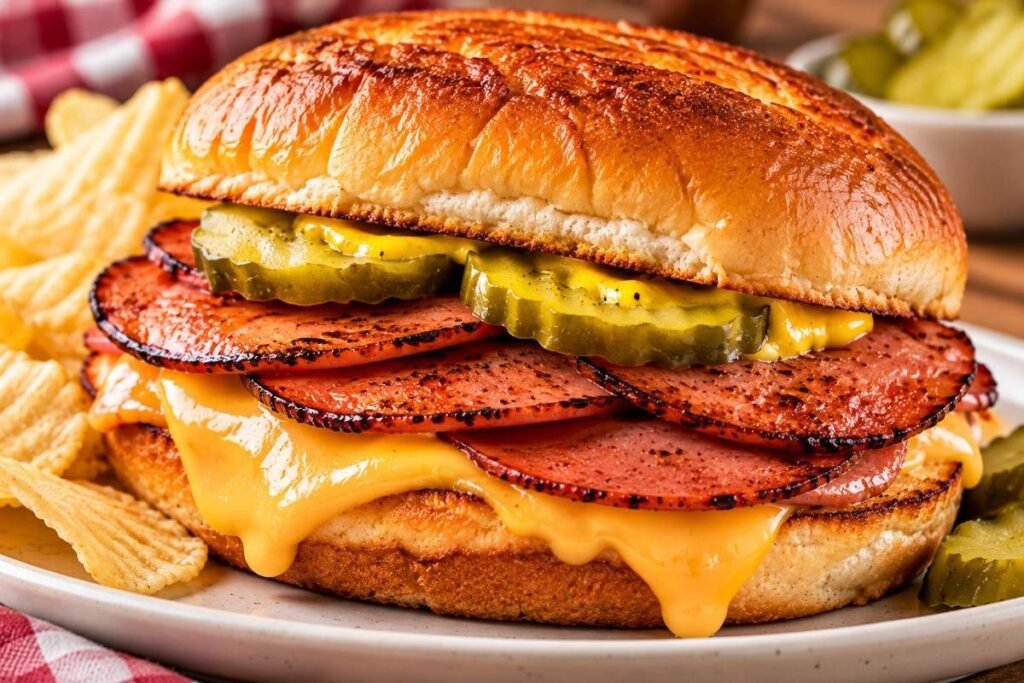 Air Fryer Fried Bologna Sandwich