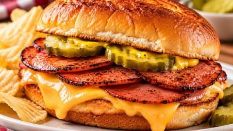 Air Fryer Fried Bologna Sandwich