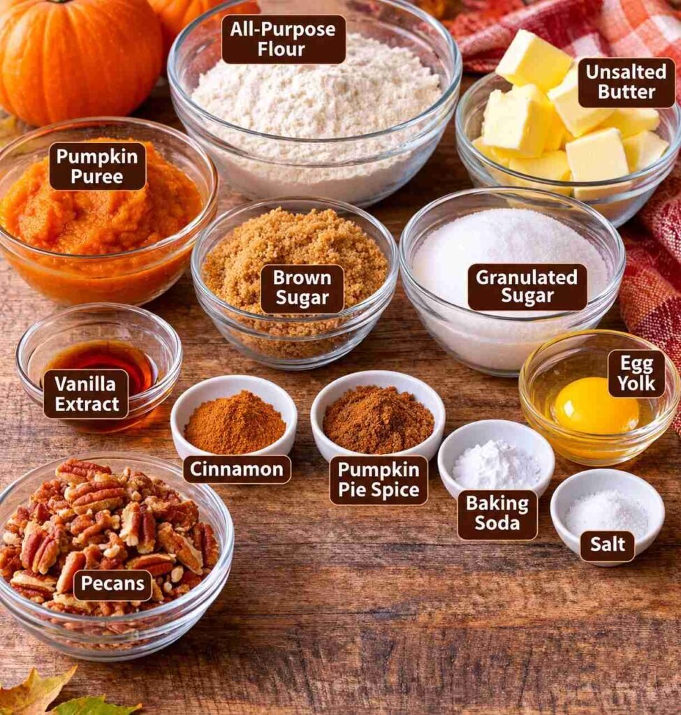 Buttery Pecan Pumpkin Spice Cookies ingredients-130kb