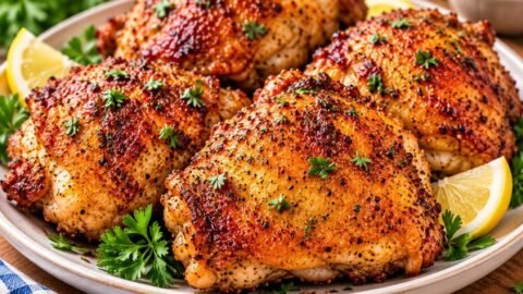 Crispy Air Fryer Chicken Thighs (Juicy & Golden)