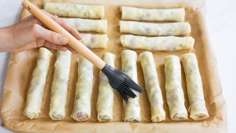 Oven Fried Feta Rolls with Chili Honey