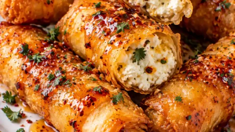Oven Fried Feta Rolls with Chili Honey – Crispy and Sweet