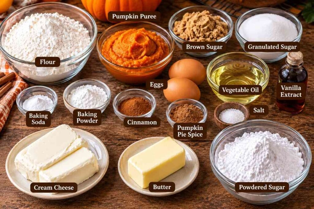 Pumpkin Bars with Cream Cheese Frosting Ingredients-100kb