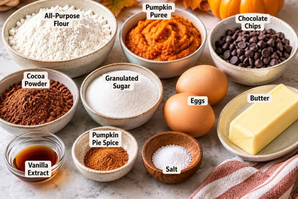 Pumpkin Chocolate Chip Brownies ingredients-