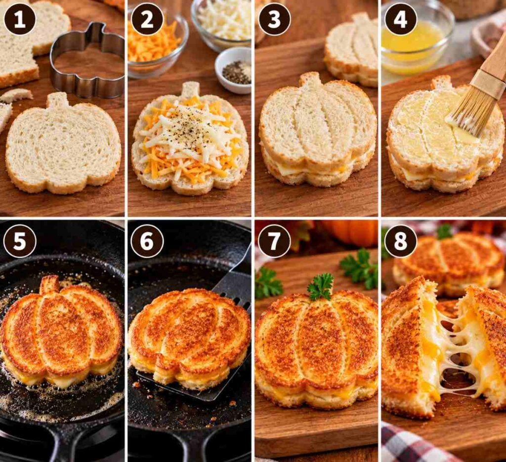 Pumpkin Shaped Grilled Cheese – Crispy and Cheesy
