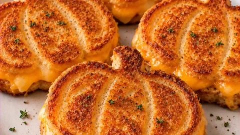 Pumpkin Shaped Grilled Cheese – Crispy and Cheesy