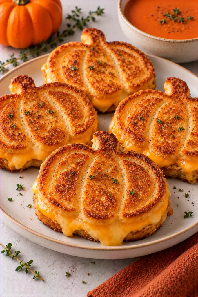 Pumpkin Shaped Grilled Cheese – Crispy and Cheesy