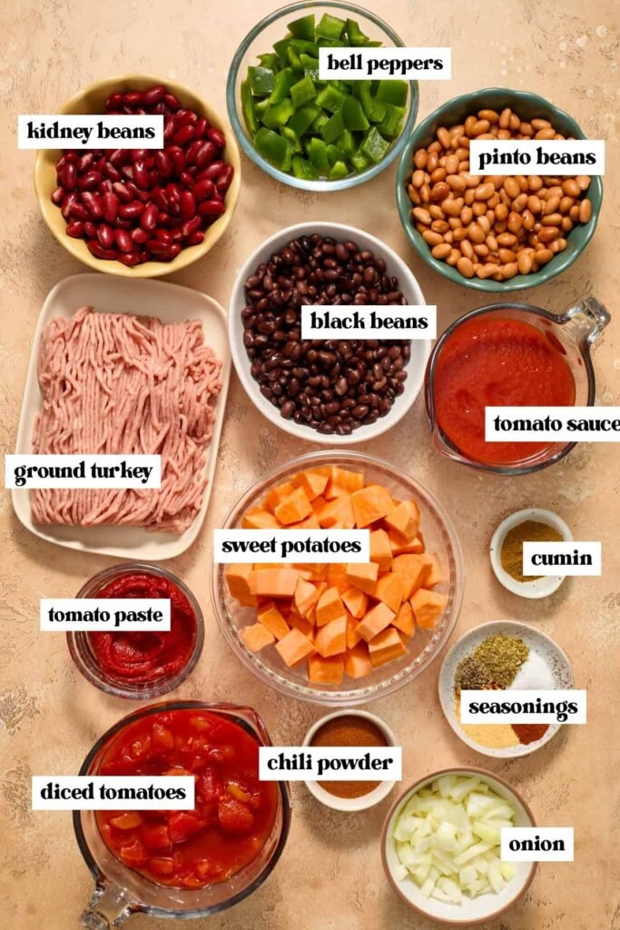 Slow Cooker Sweet Potato Turkey Chili Ingredients