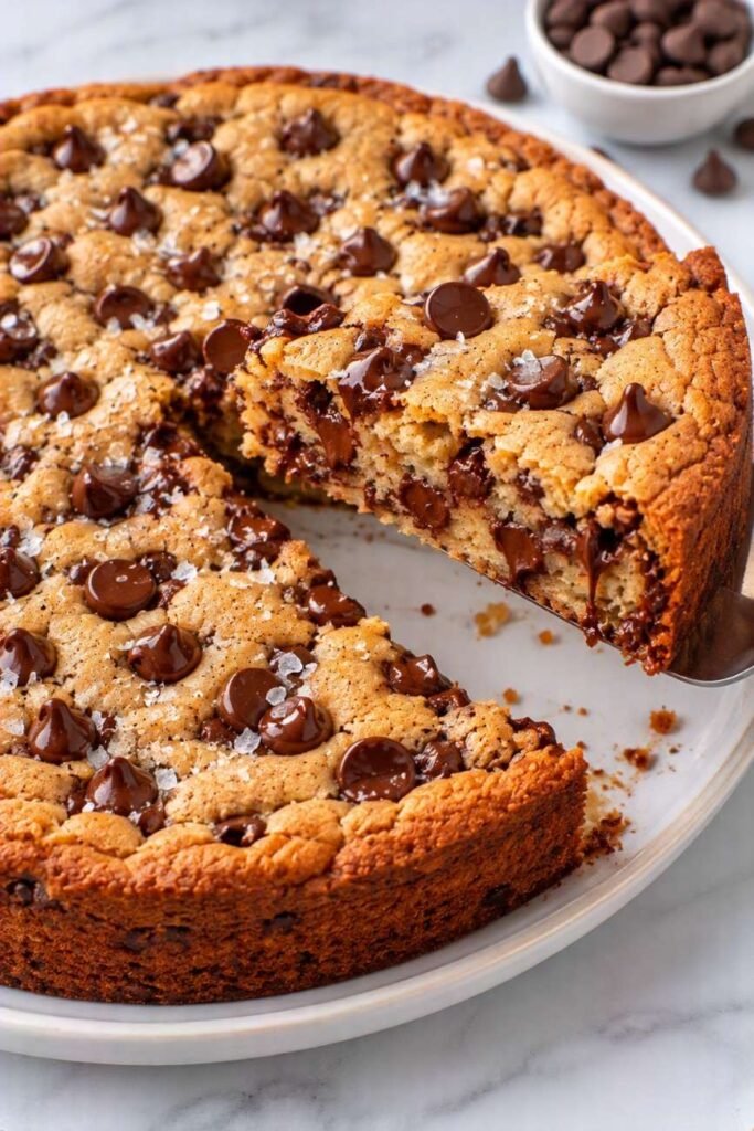 Soft and Chewy Chocolate Chip Cookie Cake