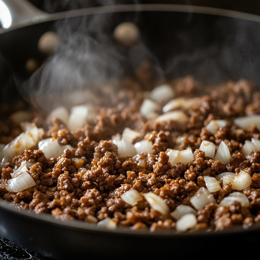 Step 1 Brown the beef and onion-150kb