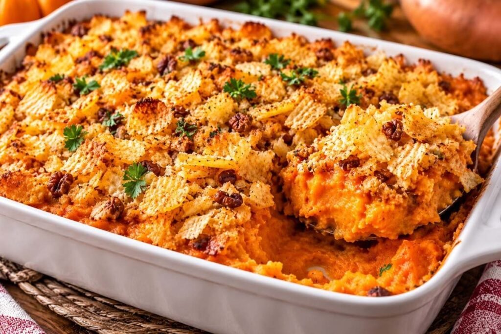 Sweet Potato Casserole With Potato Chip Topping-150kb