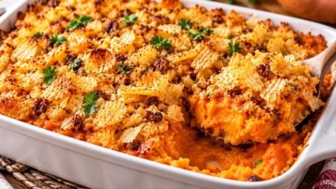 Sweet Potato Casserole With Potato Chip Topping-150kb