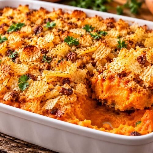 Sweet Potato Casserole With Potato Chip Topping-150kb