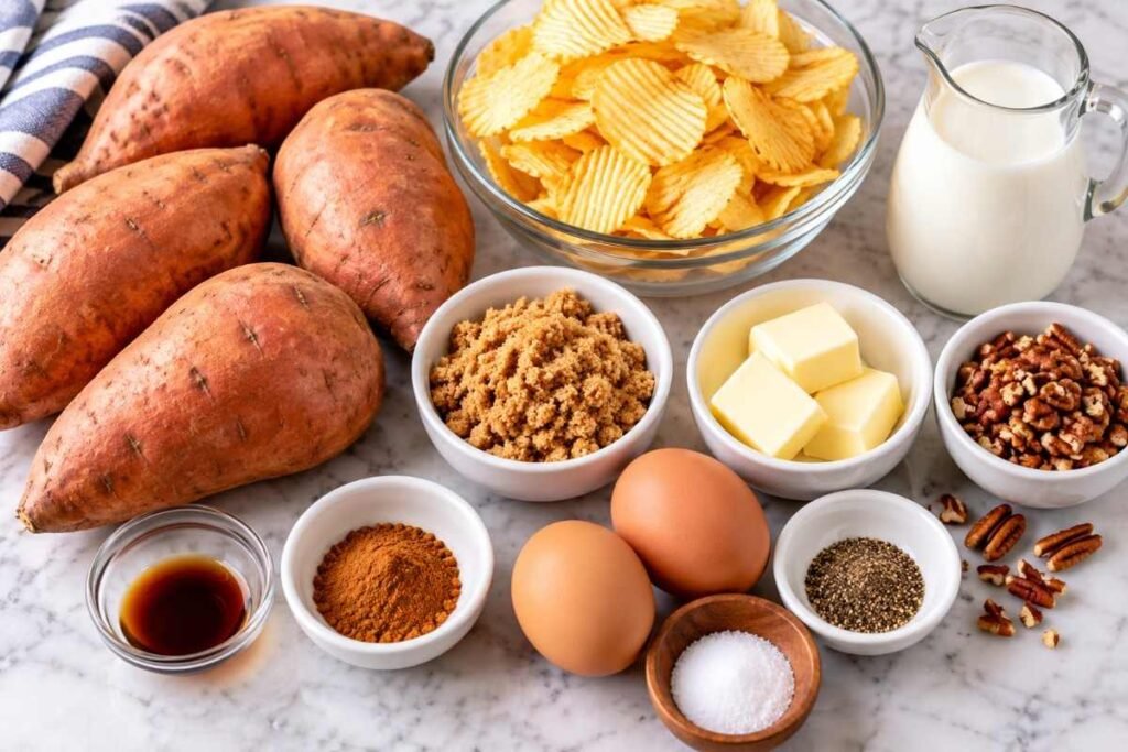 Sweet Potato Casserole With Potato Chip Topping ingredients-100kb